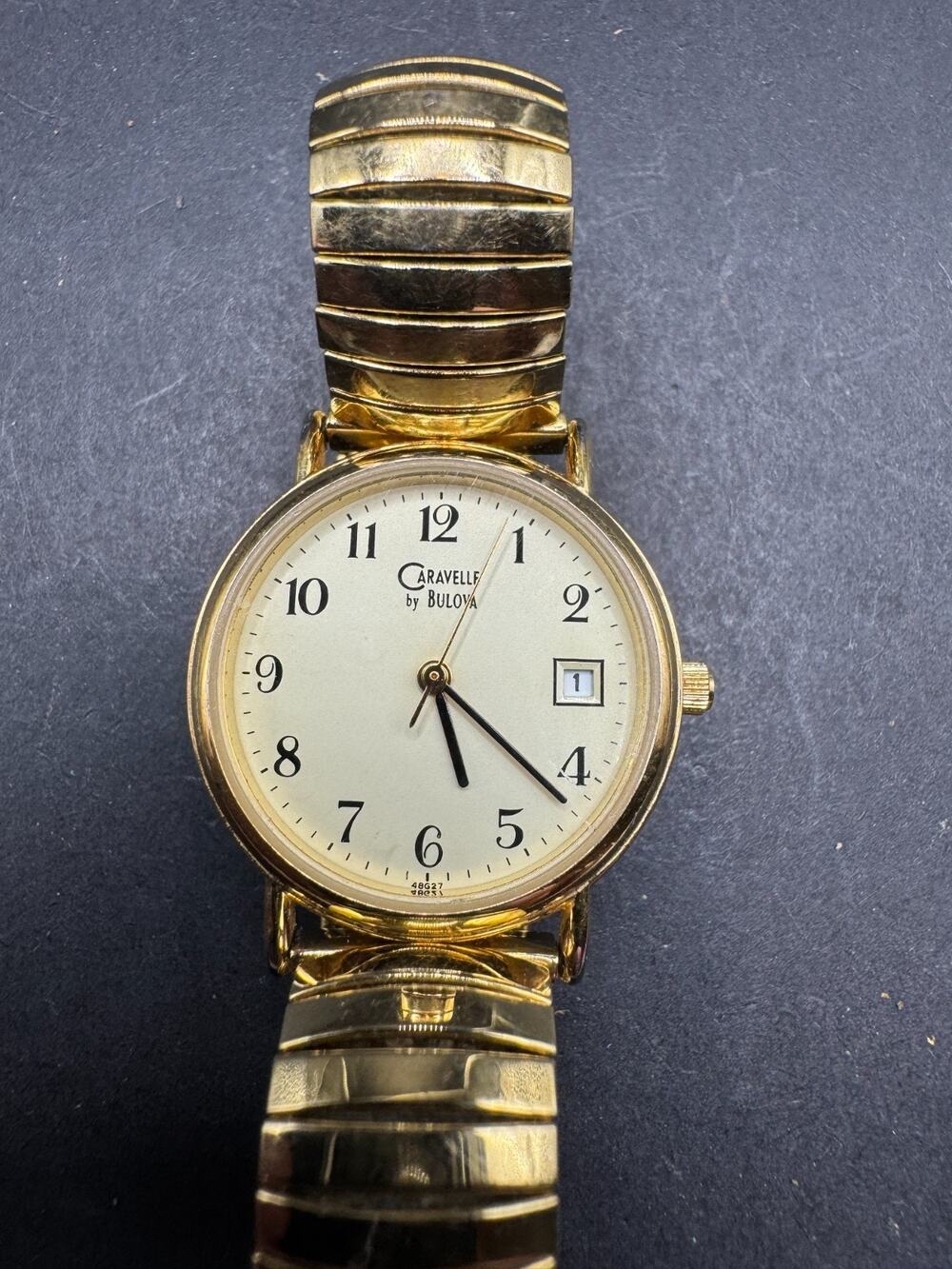 Vintage Caravelle By Bulova Women's Gold Tone Date Watch With Expandable Band